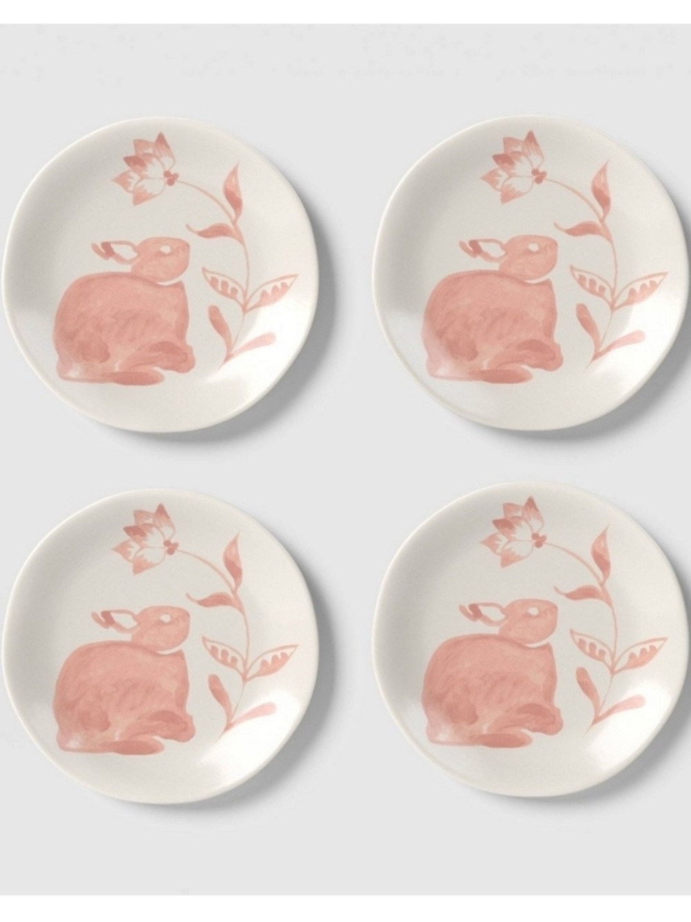 4pk 6" Easter Stoneware Aralia Appetizer Plates Hand Painted Pink - Threshold